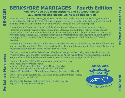 Berkshire Marriages rear
