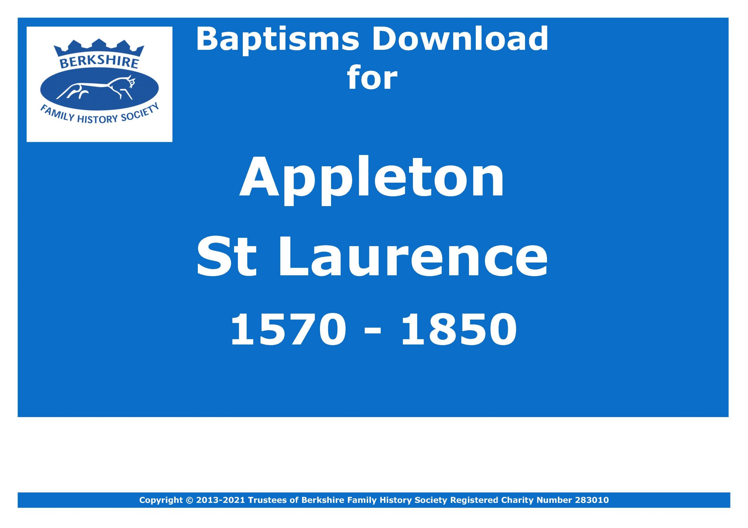 Appleton St Laurence Baptisms 1570-1850 (Download) D1580