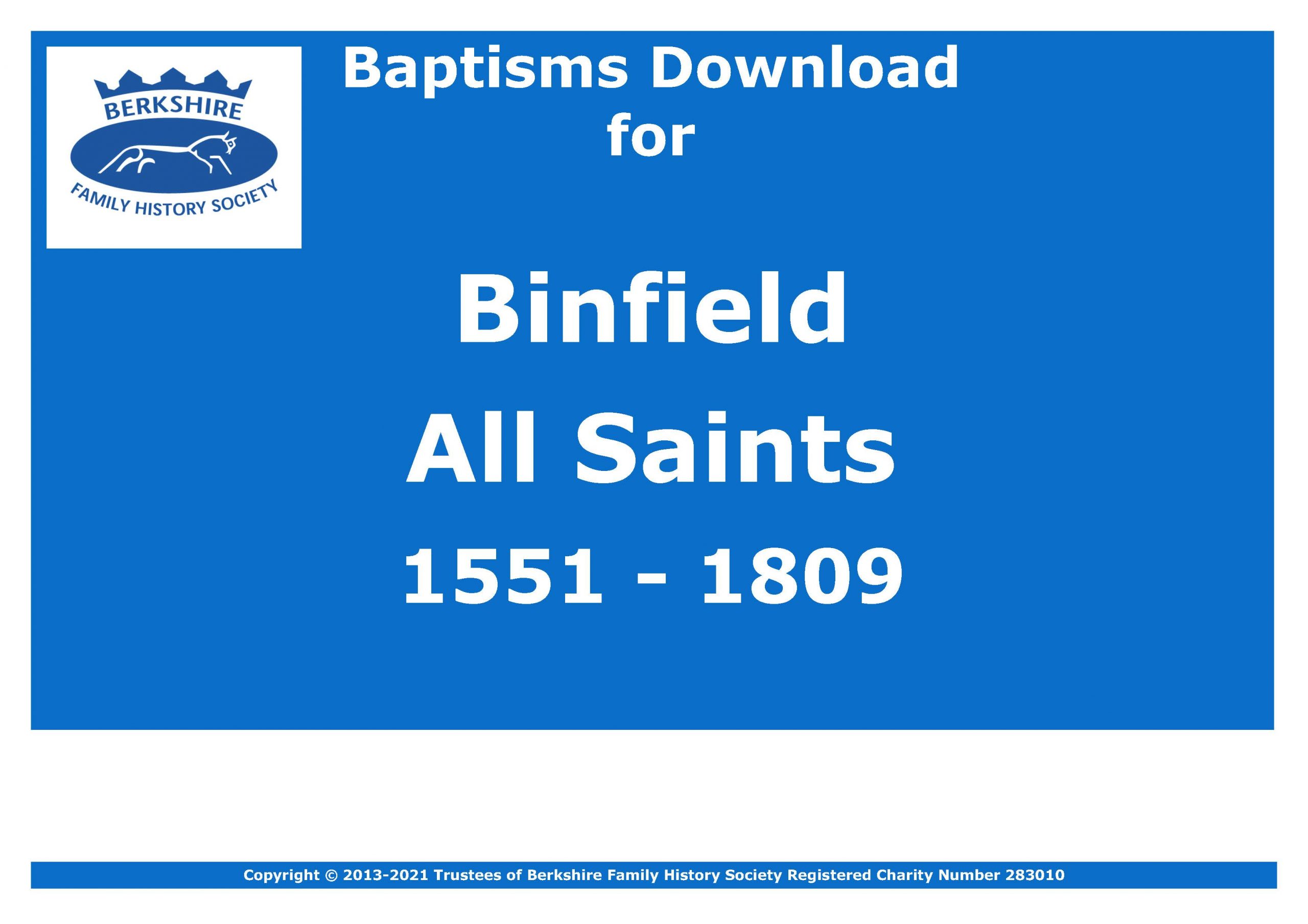 Binfield All Saints Baptisms 1551-1809 (Download) D1595 (Part 1 of 2)