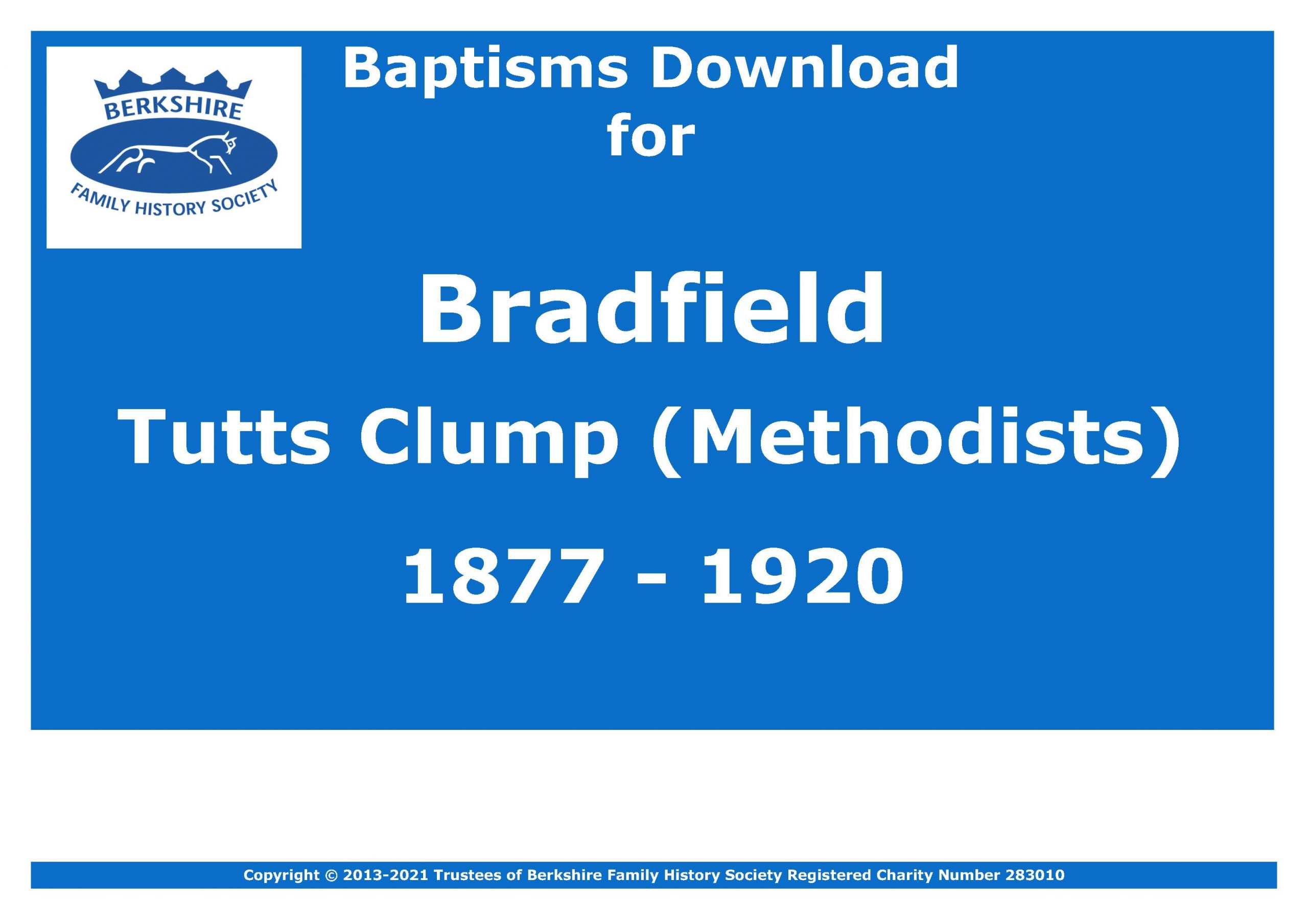 Bradfield Tutts Clump Methodists Baptisms 1877-1920 (Download) D1601