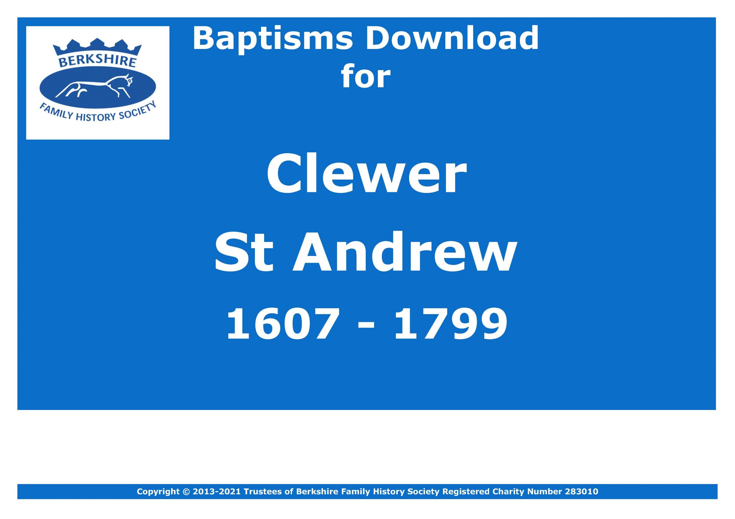 Clewer St Andrew Baptisms 1607-1799 (Download) D1617 (Part 1 of 2)