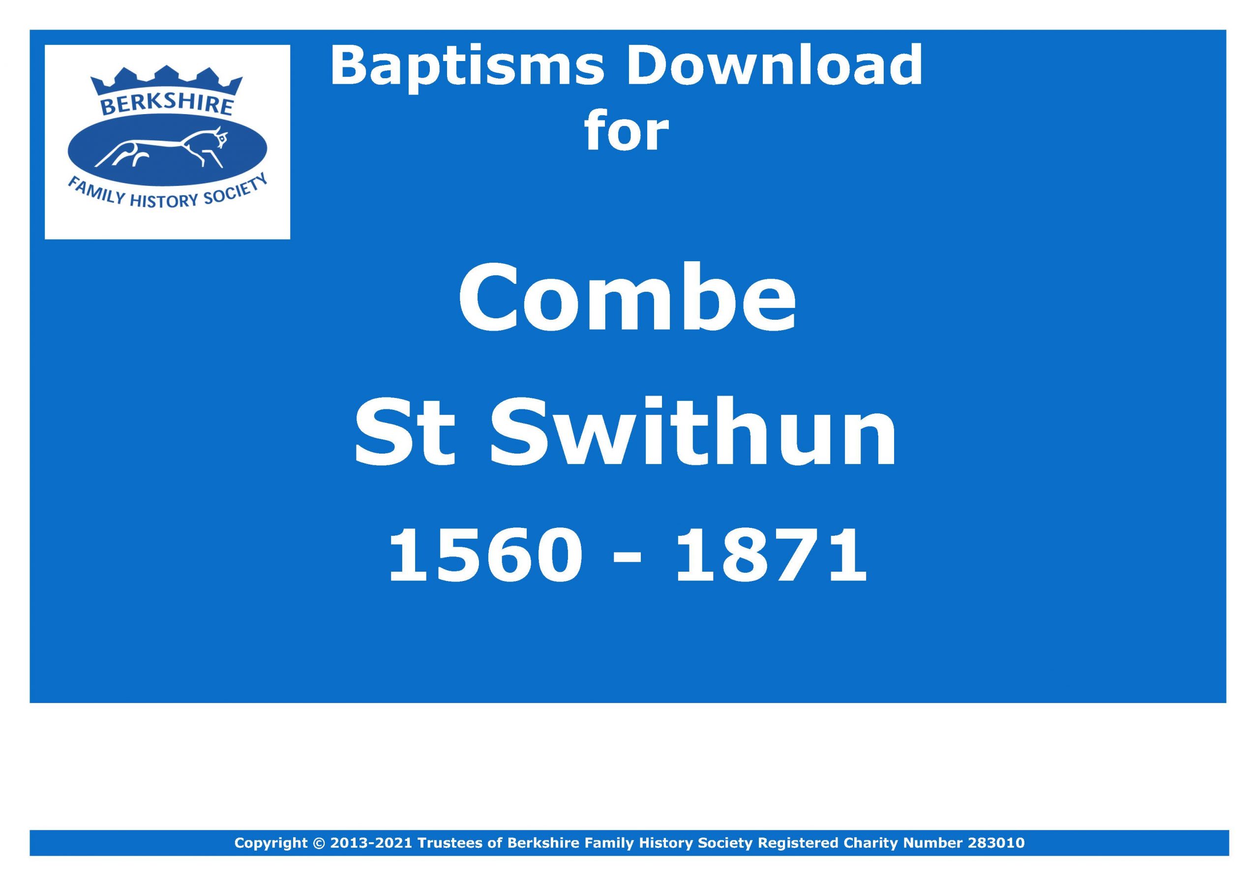 Combe St Swithun Baptisms 1560-1871 (Download) D1619