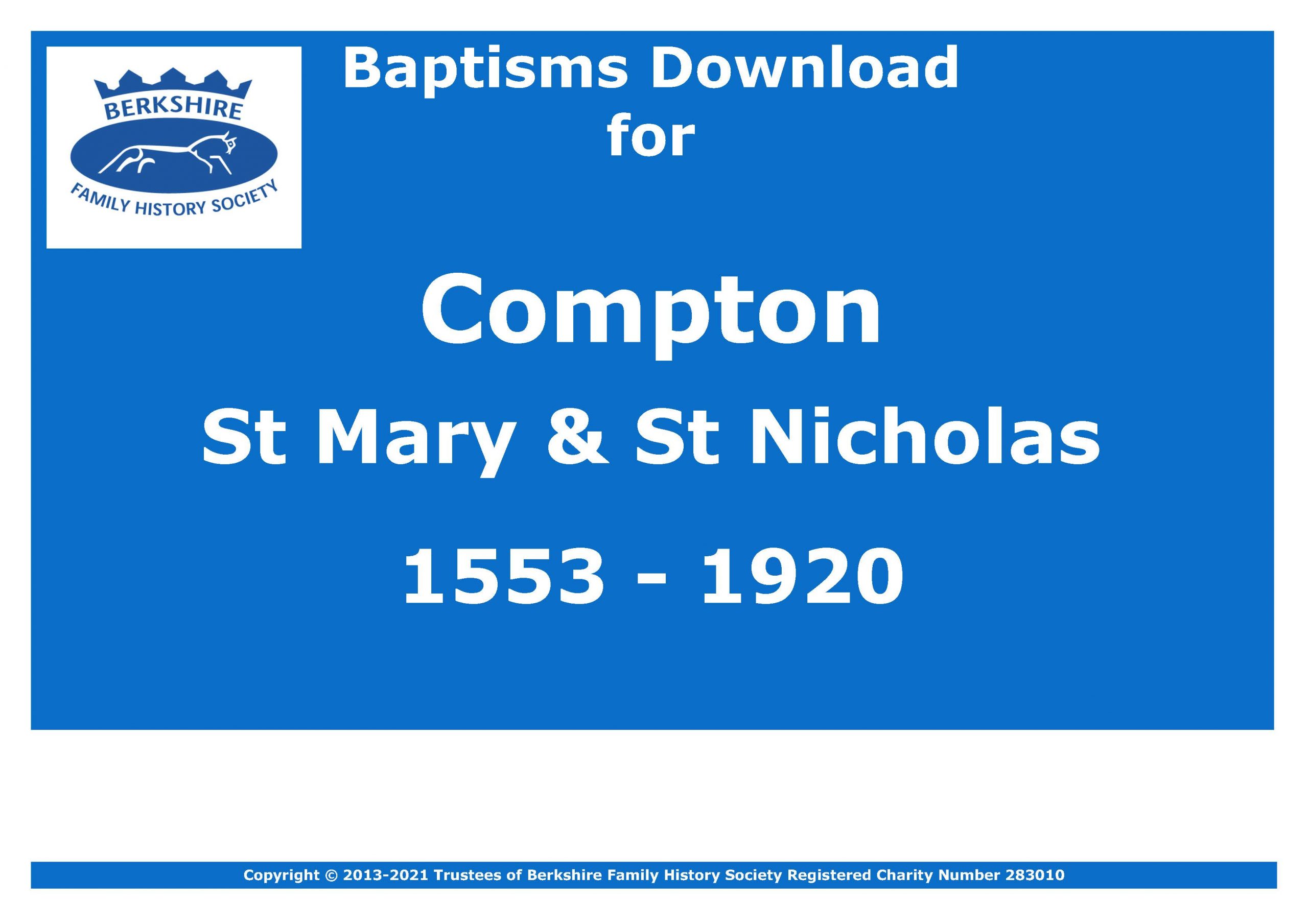 Compton St Mary & St Nicholas Baptisms 1553-1920 (Download) D1620