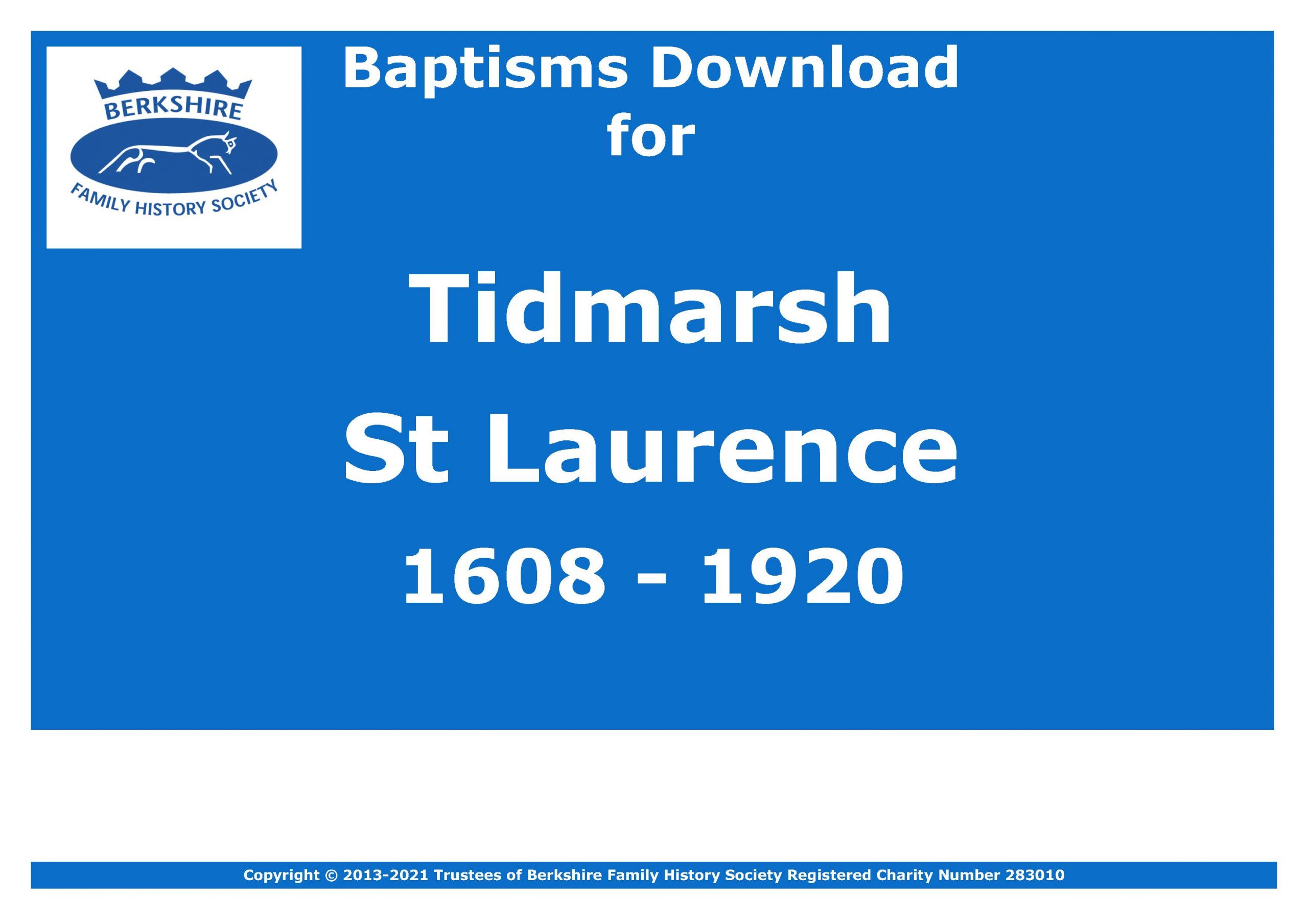 Tidmarsh St Laurence Baptisms 1608-1920 (Download) D1704