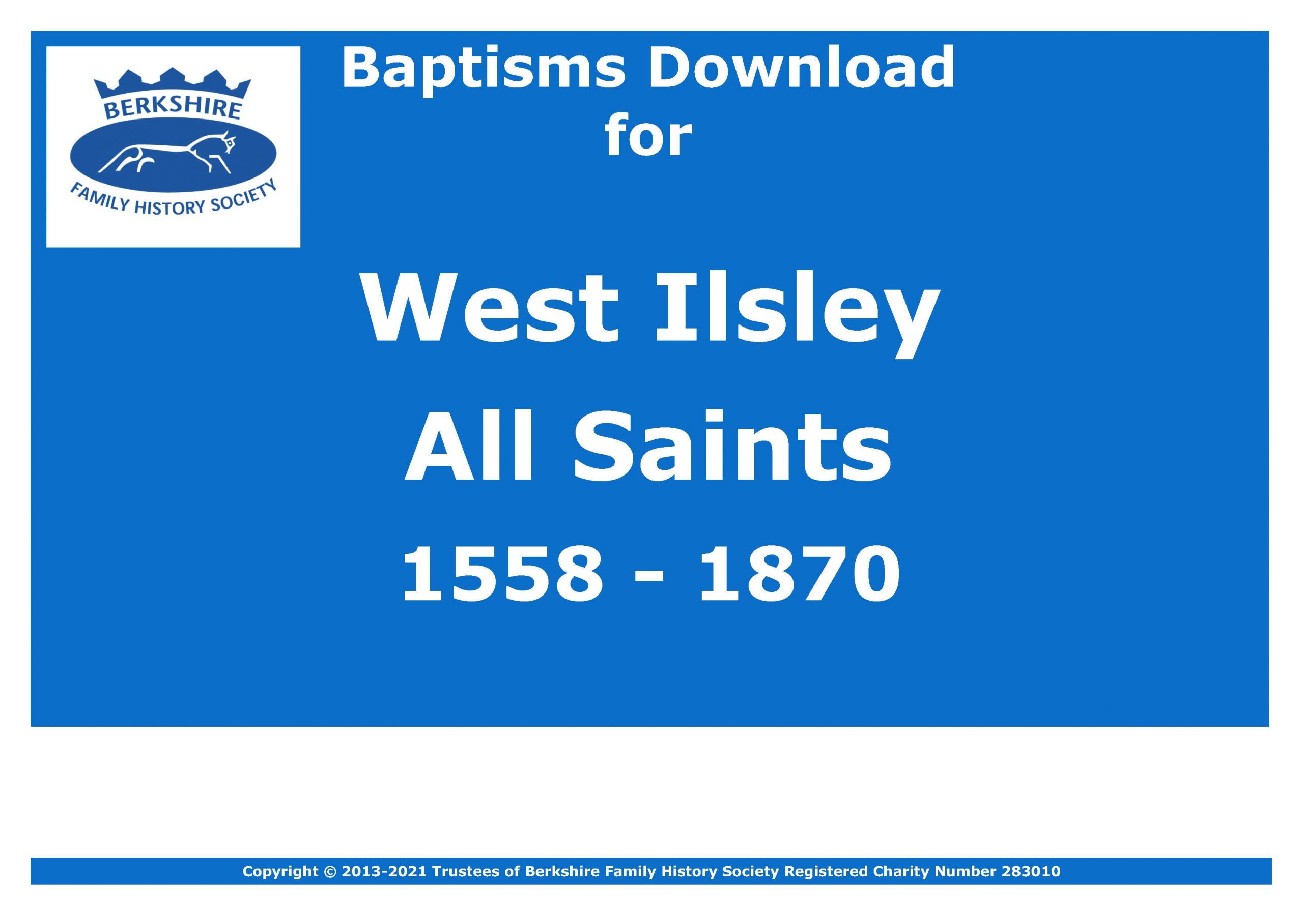 Ilsley, West All Saints Baptisms 1558-1870 (Download) D1720